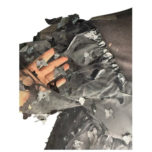 Sheer Sleeve 3D Butterfly Babydoll Whimsigoth Dark Romantic Dress Womens S - Picture 5 of 9